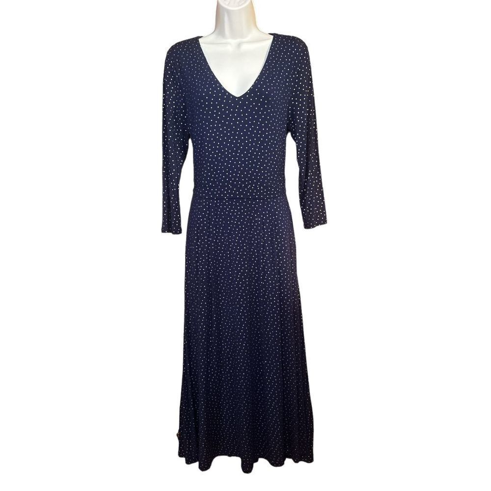 Boden Navy Blue Polka Dot Maxi Dress